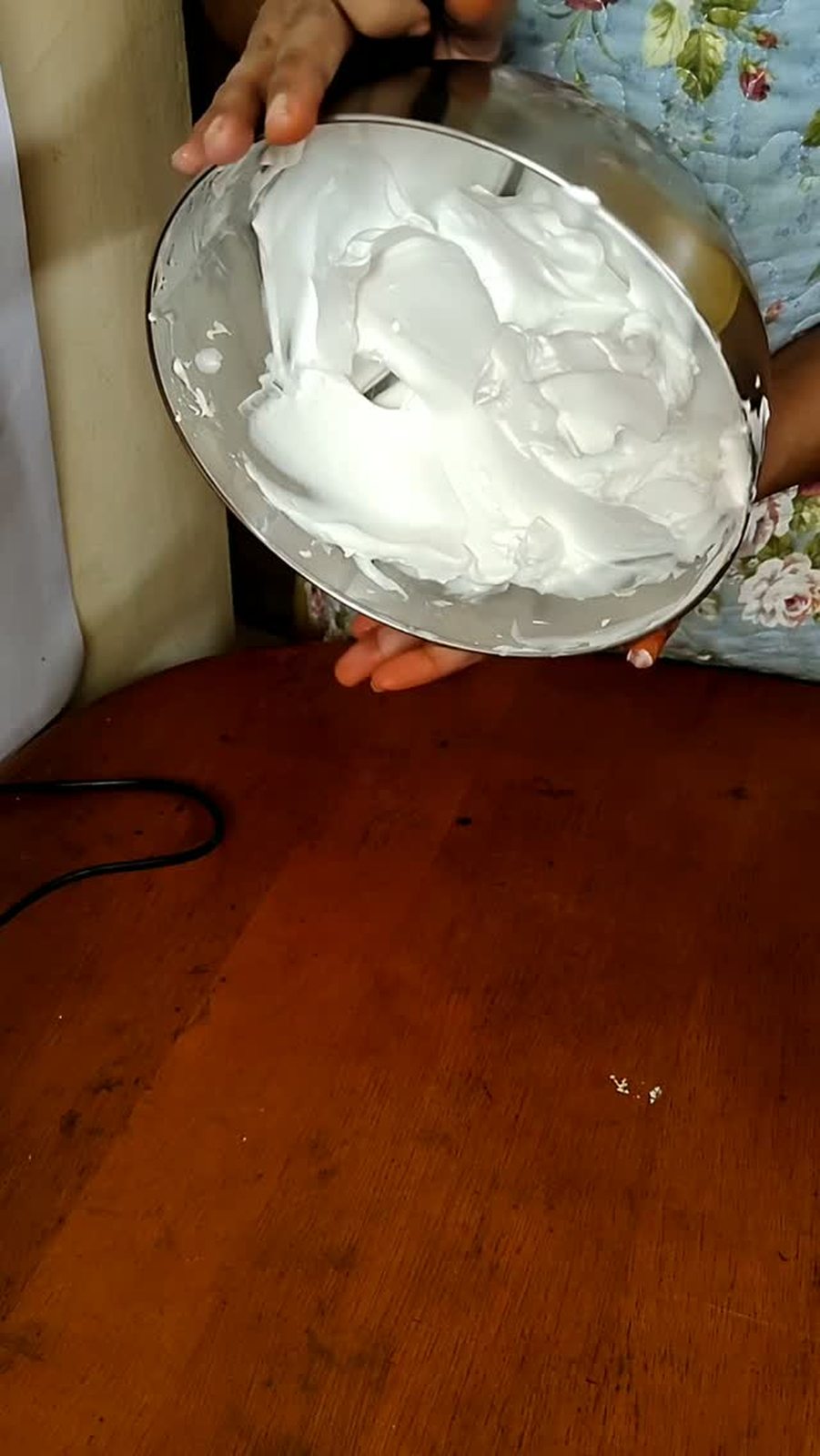 Fresh whipped cream in the bowl